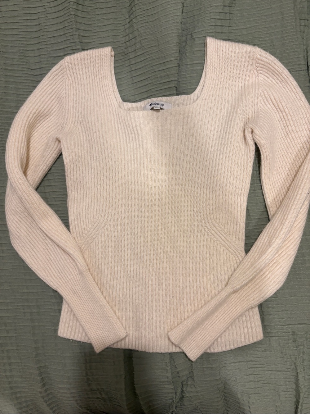 Madewell Cream Ribbed Scoop-Neck Sweater